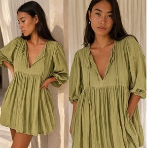 Daughters of India Kyra Mini Dress • Fern Gauze • XL in EUC